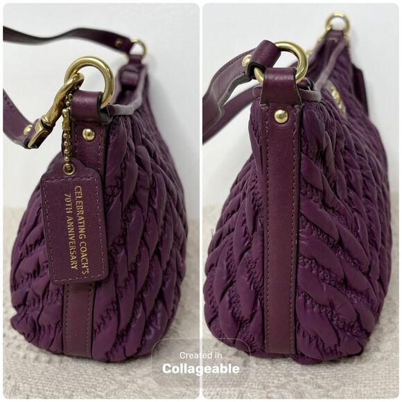 Coach 70th Anniversary Madison Quilted Nylon Demi Bag 46716 Plum Purple Wristlet - Picture 6 of 10